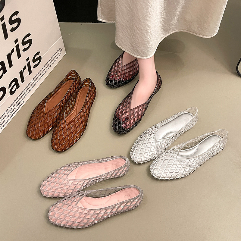 Crystal Mesh Fabric - omens Yazlık Düz Jöle Sandaletler File