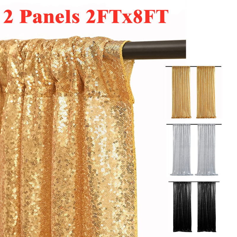 Sequin Fabric Panel - Altın/Gümüş Payet Zemin Perdeleri, 2 Panel