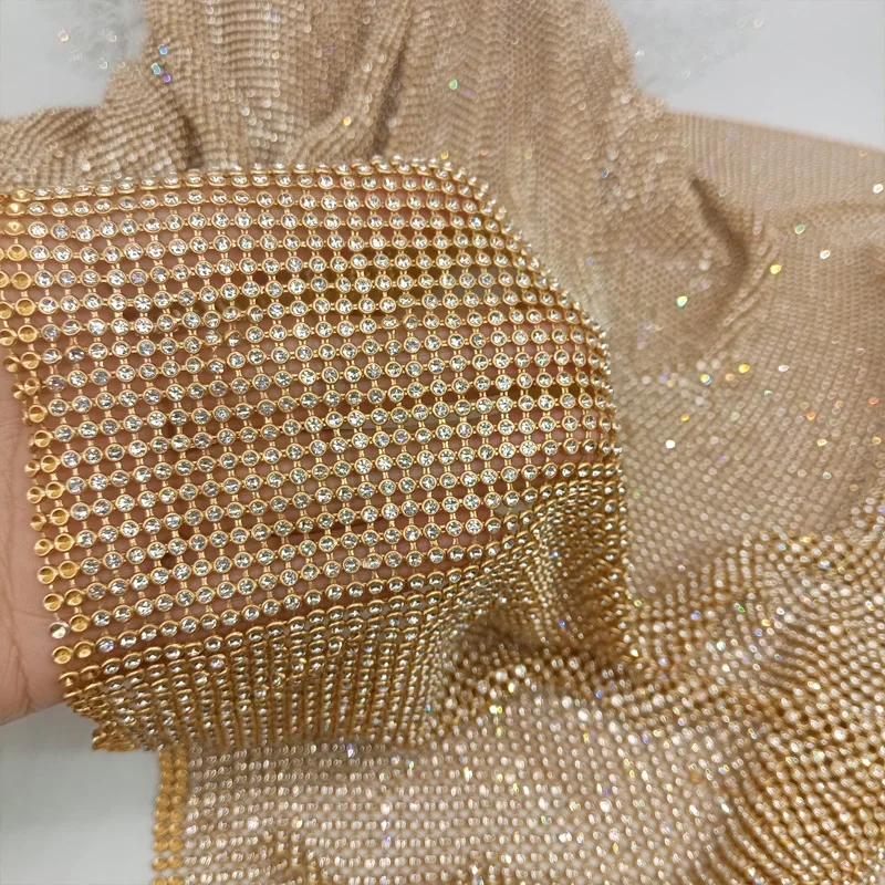 Crystal Mesh Fabric - 45x120 cm Sparkly Altın Taban Taklidi