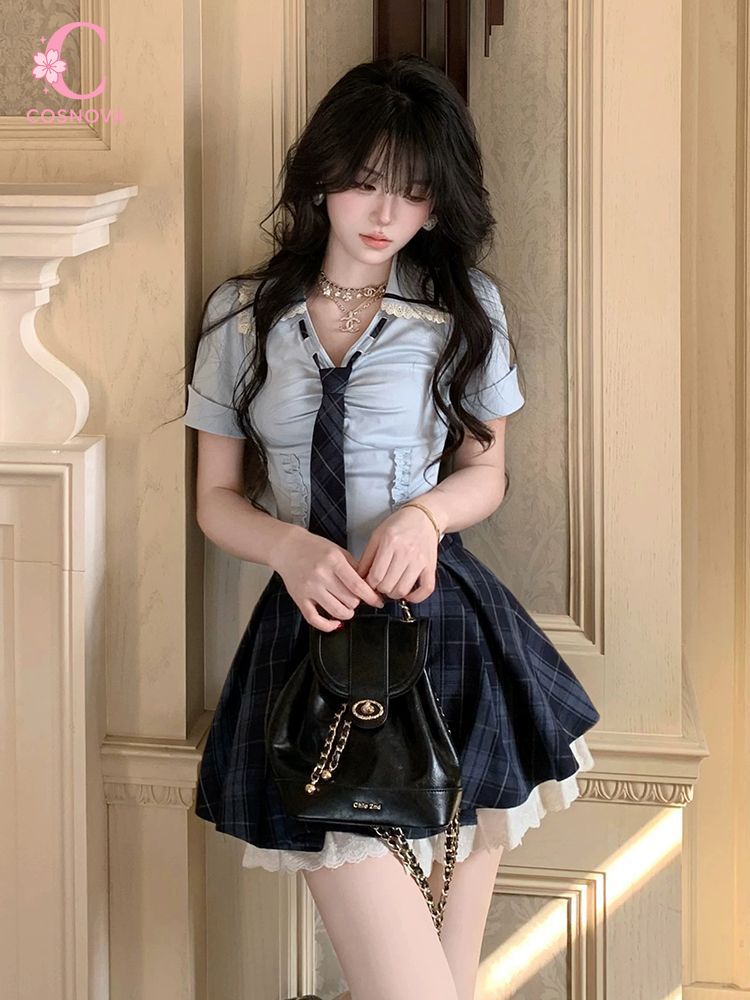 Elastic Lace Trim - Yazlık Yeni Preppy Y2K 2 Parça