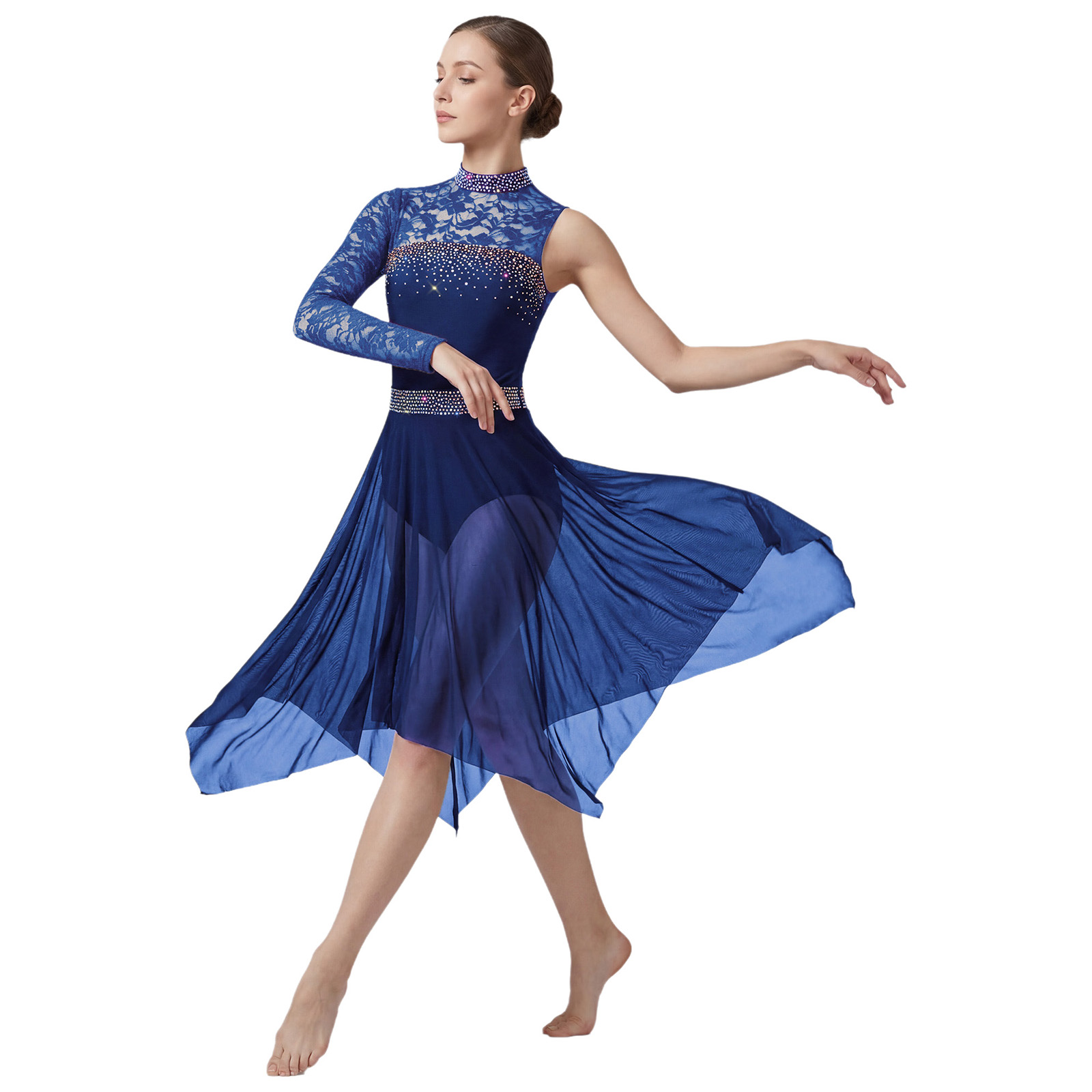 Rhinestone Banding Trim - Kadın Lirik Artistik Patinaj Dans Elbise