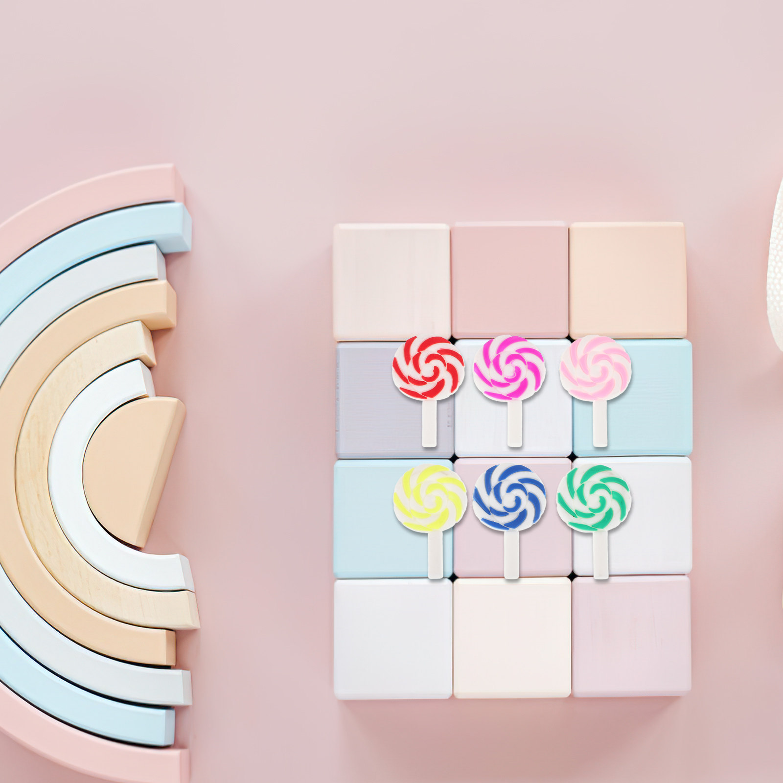 Craft Embellishments - 36 adet canlı gökkuşağı lolipop zanaat