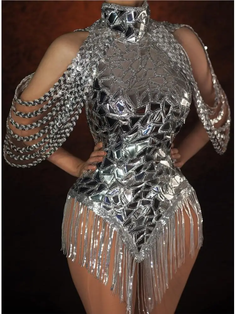 Rhinestone Banding Trim - Rhinestone Sparkly gümüş Sequins Leotard Bling