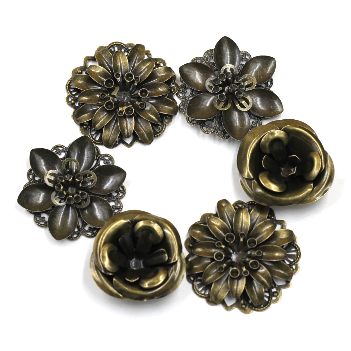 Craft Embellishments - 6 Adet Bezemeler Kombinasyonu Çiçek Desen