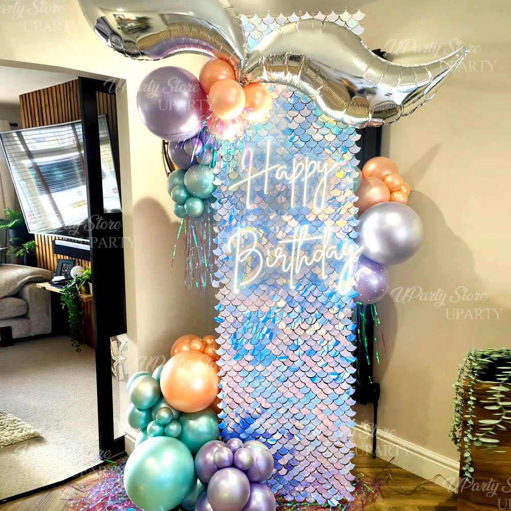 Sequin Fabric Panel - 12 adet Denizkızı Pullu Duvar Panelleri