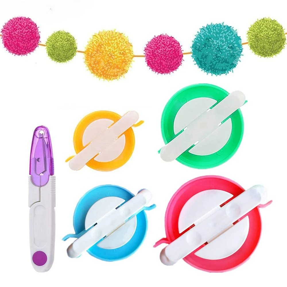 Pom Pom Maker Tool - İplik Kesicili 4 Boyutlu Pom Pom