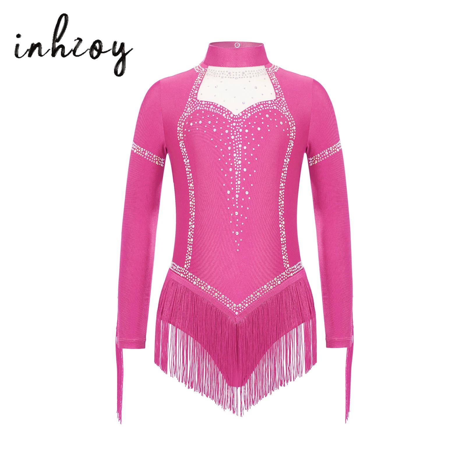 Rhinestone Banding Trim - Çocuk Kız Saçaklı Latin Dans Bodysuit