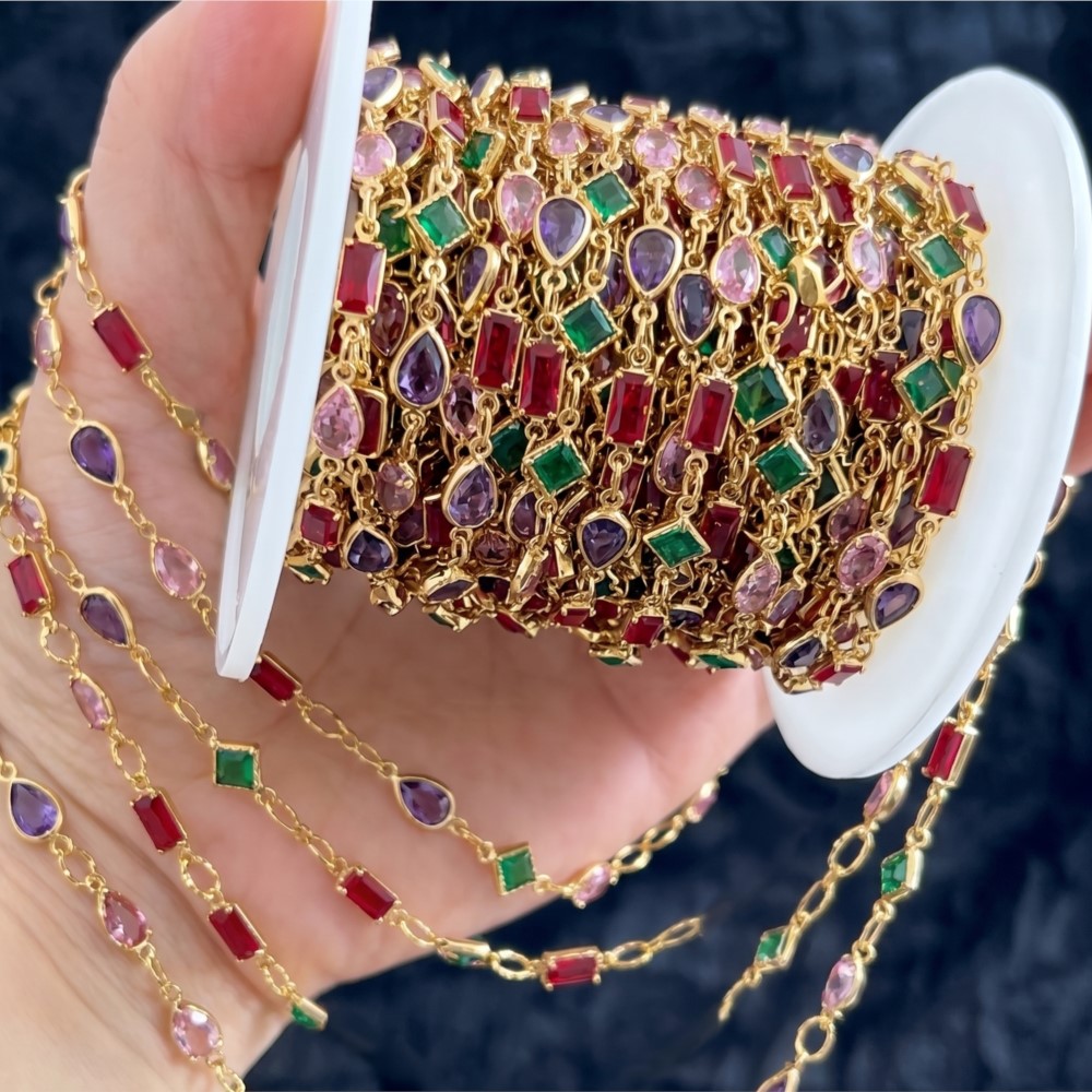 1 metre Karışık Renkli Dikdört - Pearl Trim Chain incelemesi ve fiyatı