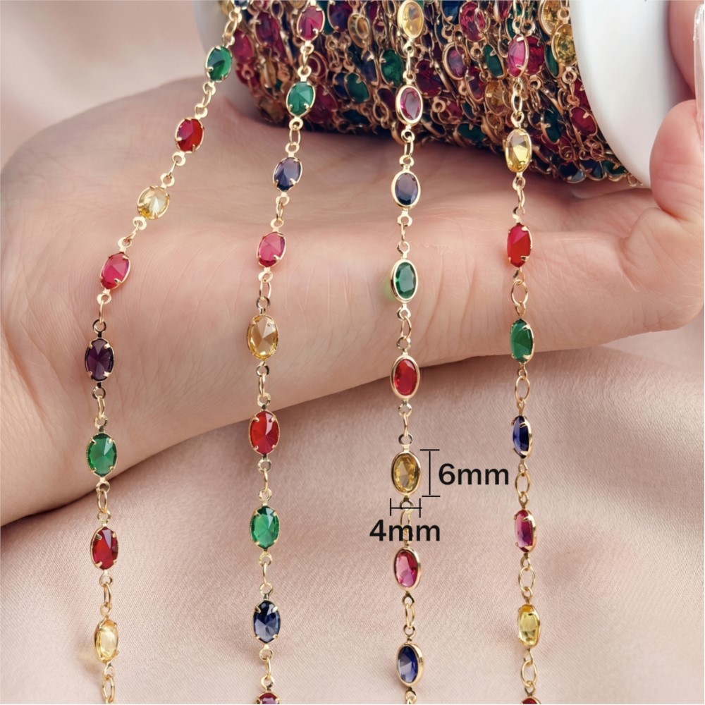1 metre Karışık Renkli Dikdört - Pearl Trim Chain incelemesi ve fiyatı