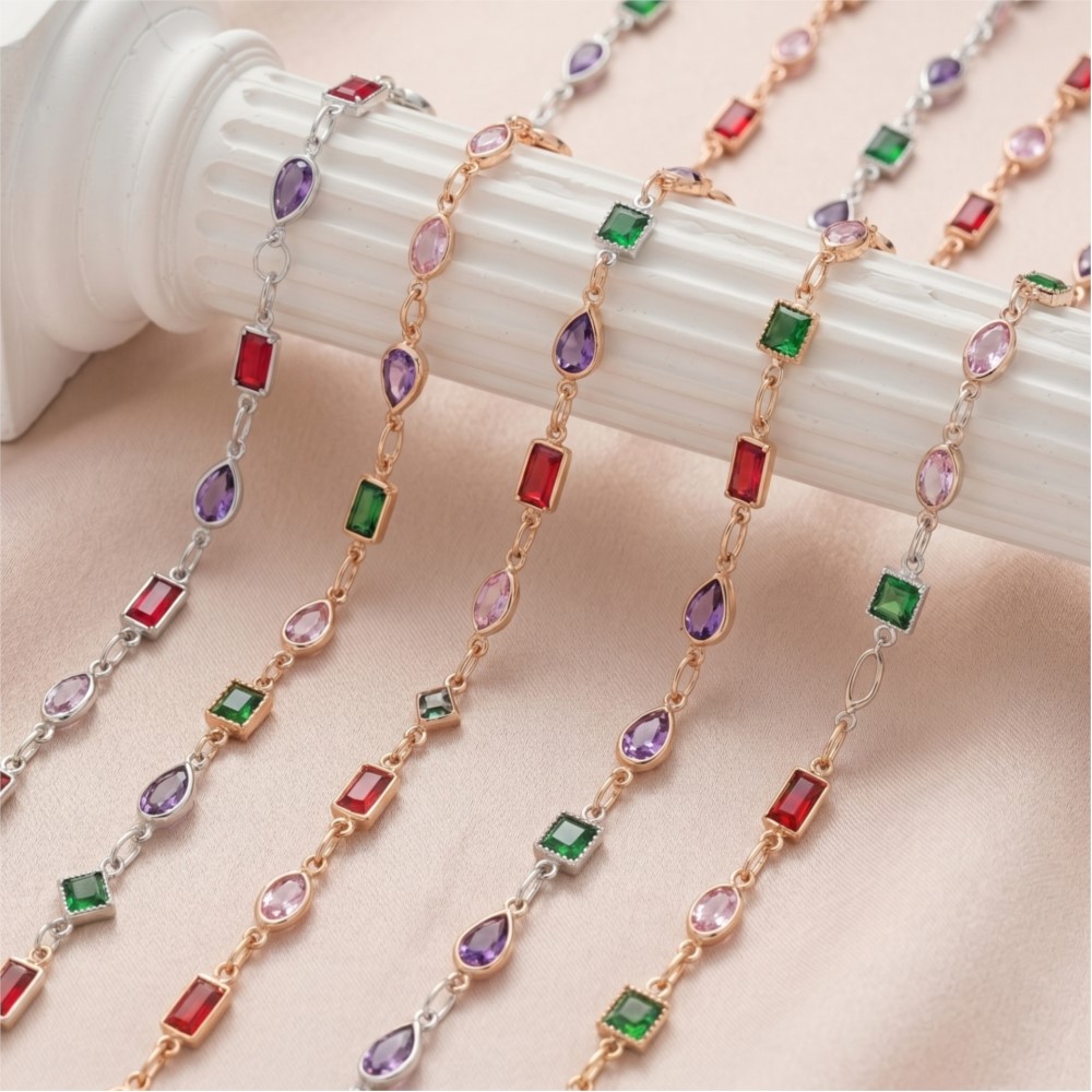 1 metre Karışık Renkli Dikdört - Pearl Trim Chain incelemesi ve fiyatı