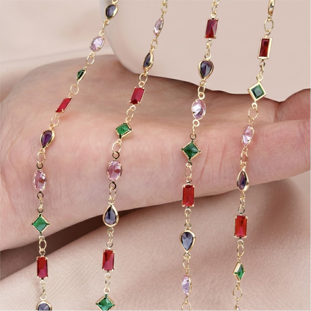 1 metre Karışık Renkli Dikdört - Pearl Trim Chain incelemesi ve fiyatı